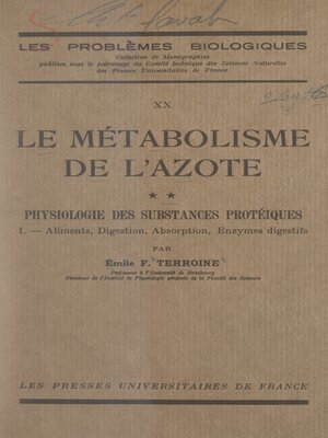 cover image of Le métabolisme de l'azote (2)